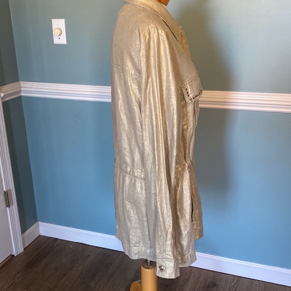 Boston proper brushed gold metallic linen blend shacket size M studded pockets - Picture 5 of 12